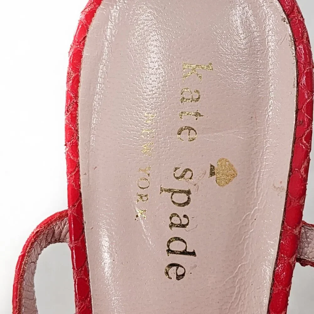 KATE SPADE Idalou Parrot Embellished Sandal Snake Embossed Leather‎